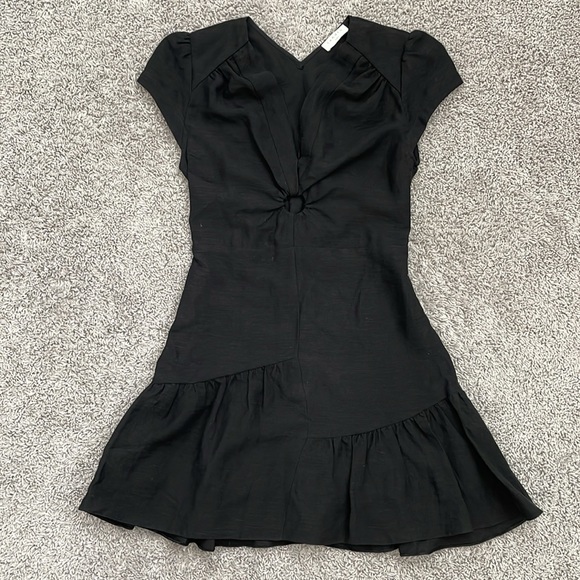 Like new ✨ Sandro Ronald Shirred Ring Mini Dress in black linen fully lined - Picture 5 of 9